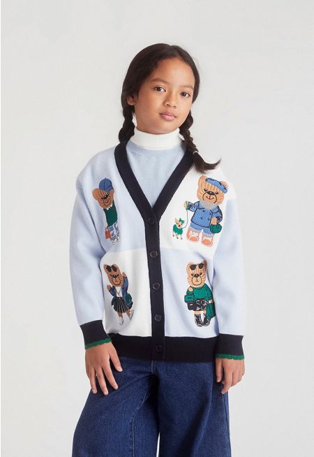 Patched Knit Cardigan 