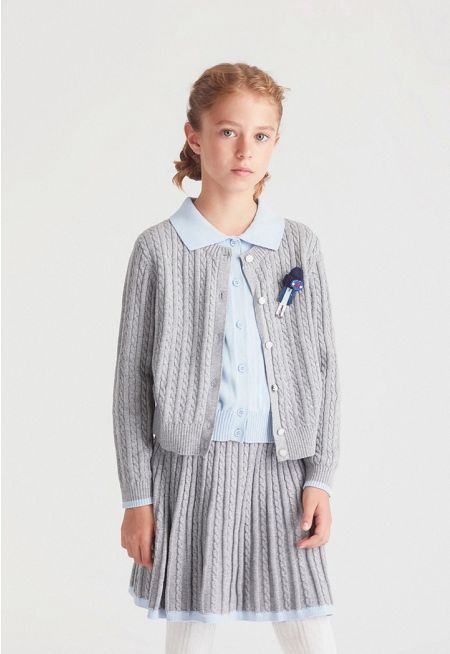  Two-Pieces Look Knit Cardigan 