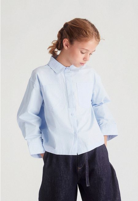 Back-Pleats Solid Shirt
