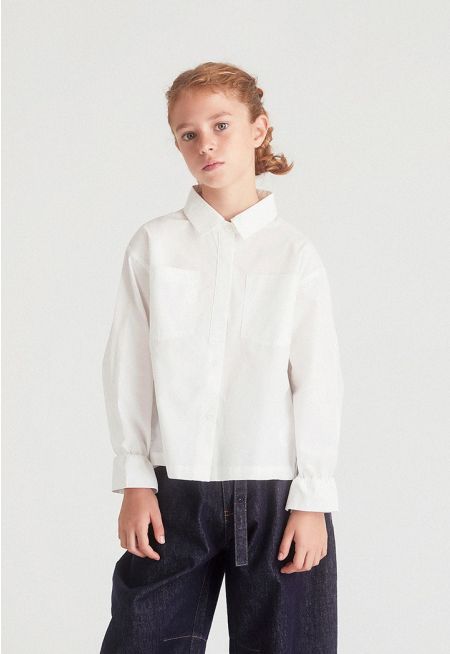 Back-Pleats Solid Shirt