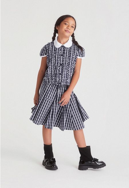 Flared Hem Plaid Skirt