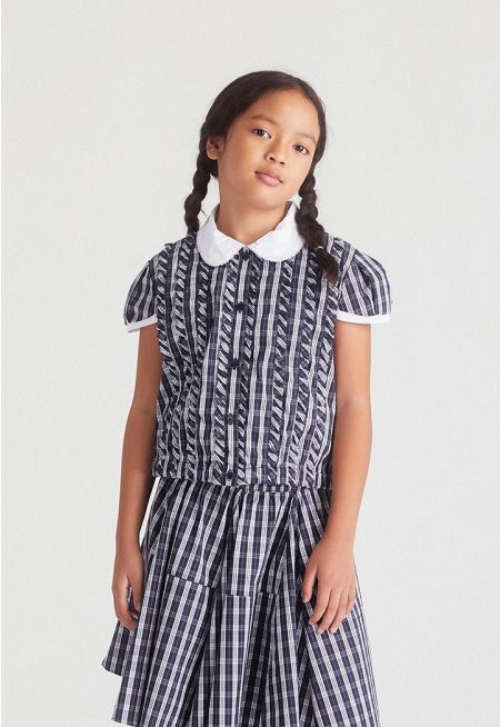 Plaid Shirt with Peter Pan collar