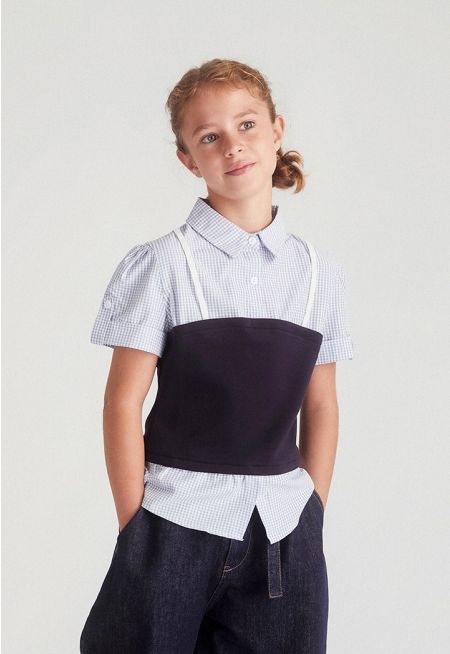  Two-Pieces Look Blouse 