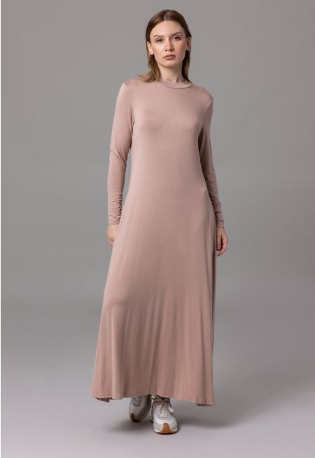 Round Neck Solid Maxi Dress