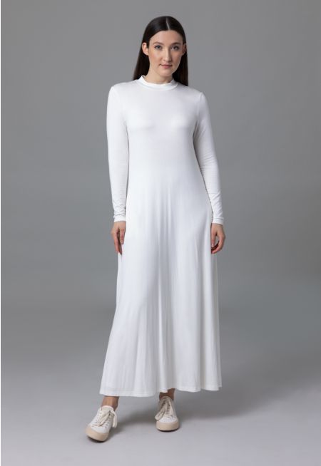 Round Neck Solid Maxi Dress