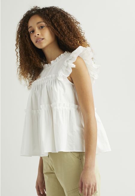 Sleeveless Ruffled Tiered Blouse