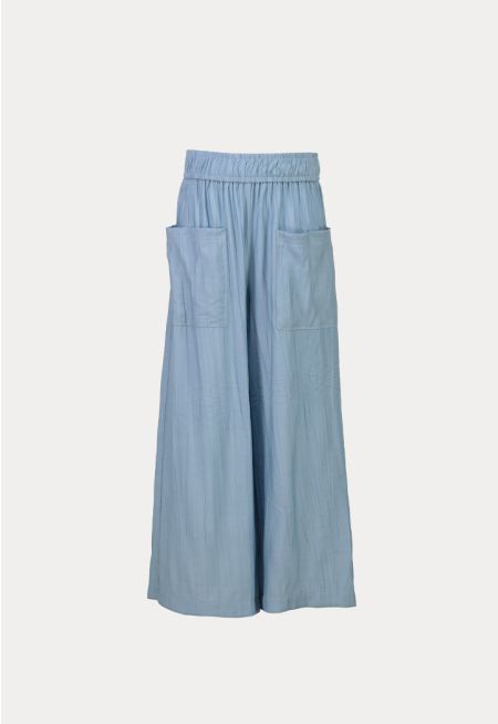 Solid Textured Square Pocket Pants -Sale