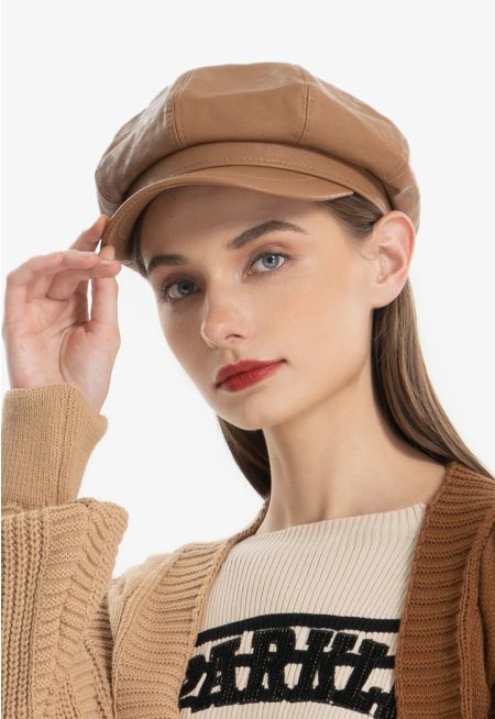 Solid Curved Pleated Peak Cap Hat -Sale