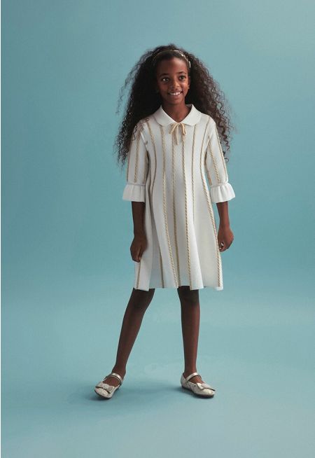 Contrast Ruffle Hems Dress