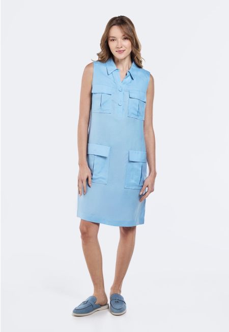 Solid Multi Pocket Dress
