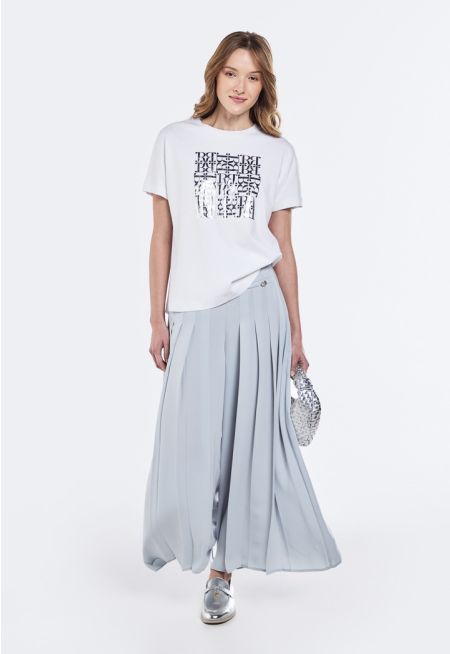 Solid Pleated Palazzo Trousers