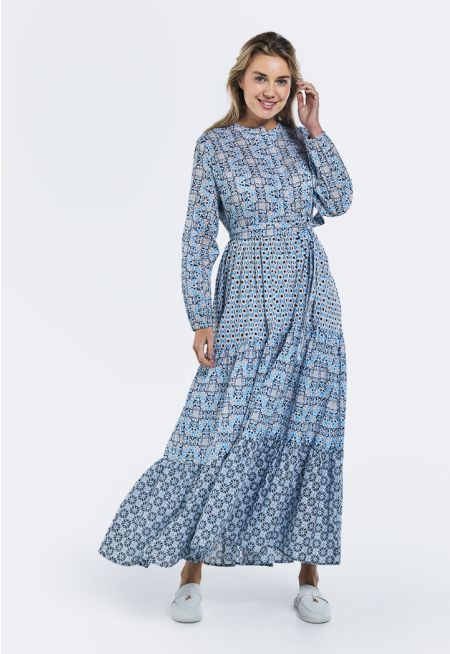 Tiered Printed Maxi Dress