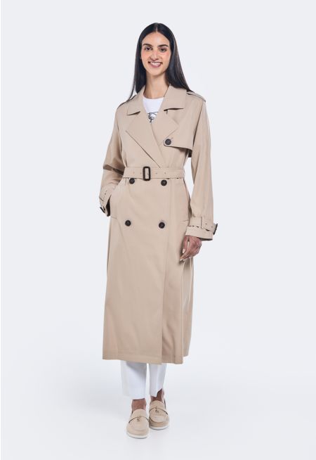 Double Breasted Midi Trench Coat