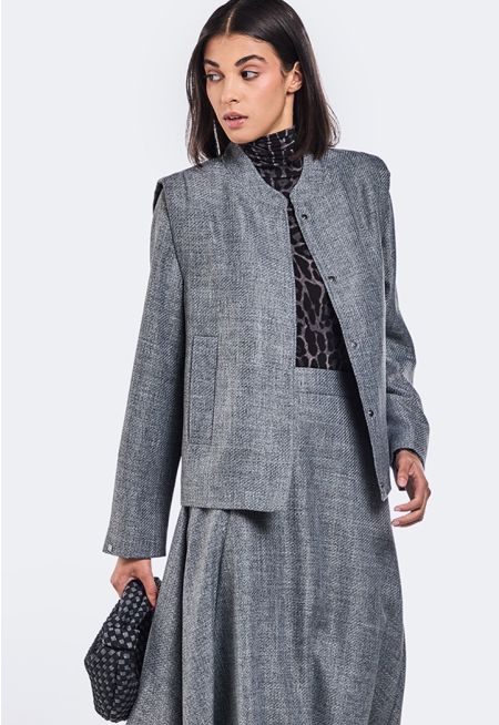 Solid Elasticated Hem Jacket
