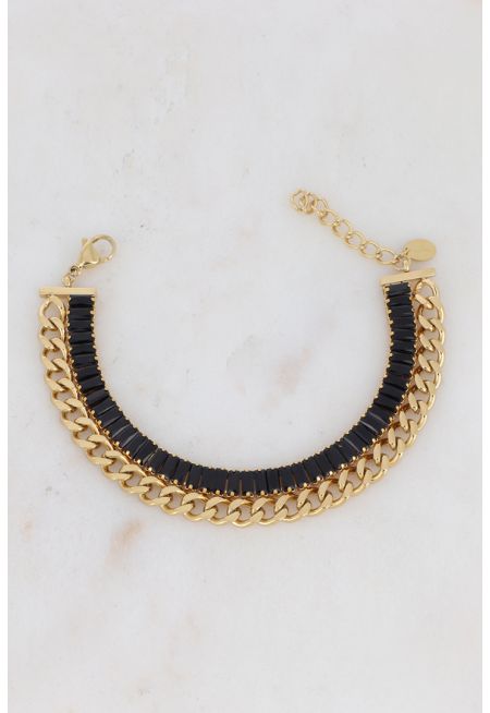 2-Row Natural Stainless Steel Bracelet