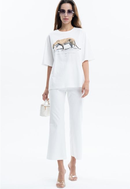 Flared Solid Trousers with Pockets -Sale