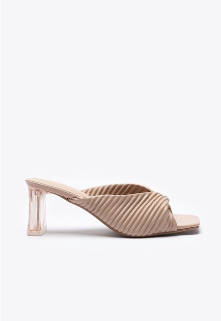 Square Twisted Vamp Slip On Sandals -Sale