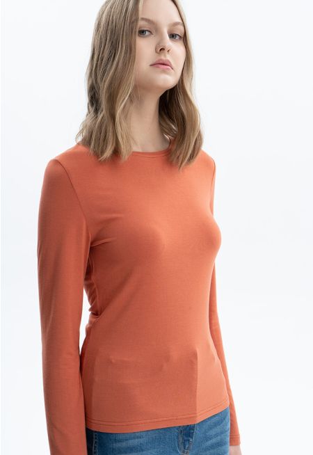 Long Sleeve Basic Solid Top -Sale