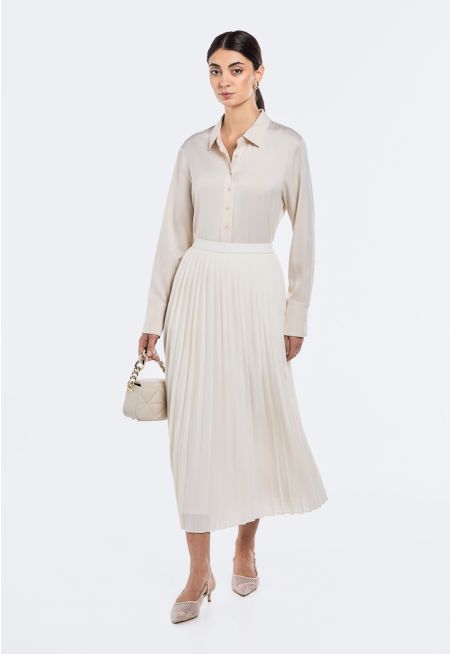 All Over Pleated Solid Skirt