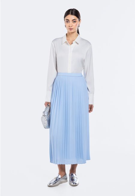 All Over Pleated Solid Skirt