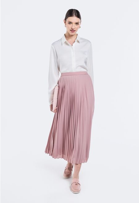 All Over Pleated Solid Skirt
