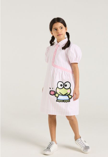 Keroppi Rubber Printed Striped Dress