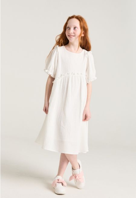 Ruffled Details Textured Dress