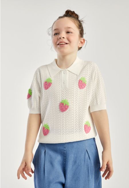 Strawberry Crochet T Shirt