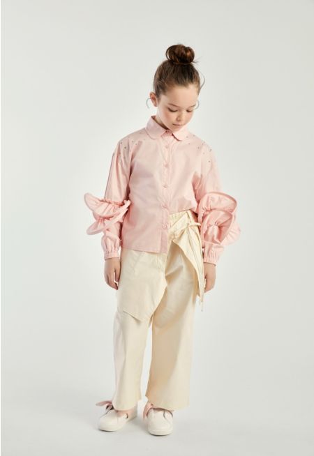 Solid Attached Skirt Pants