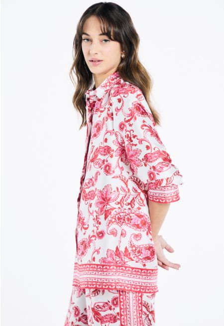 Floral Print Regular Fit Shirt- Ramadan Style