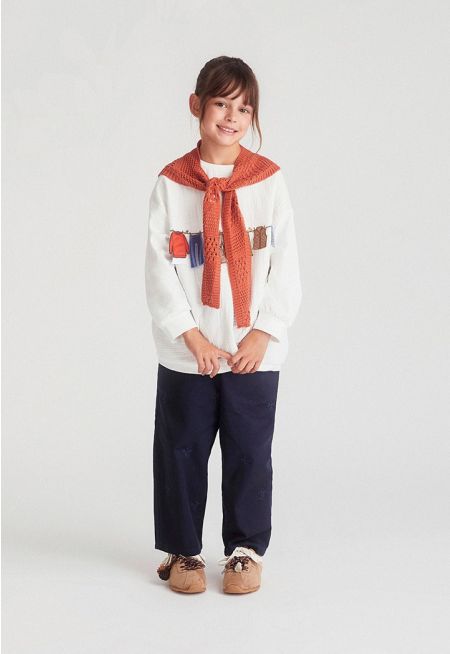 Wide-Leg Jeans With Embroidered Detail
