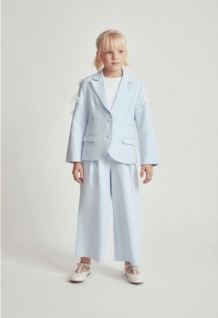 Faux Feather Suit Set (2PCS)