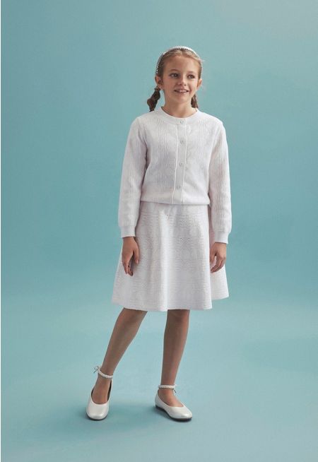 Knitted Lurex Cardigan & Skirt Set (2PCS)