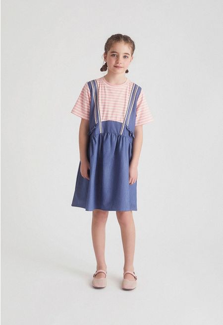 Flared Contrast T-Shirt Dress
