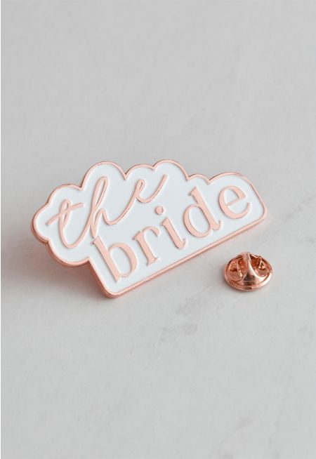 Rose Gold and White The Bride Enamel Hen Party Badge (Brooch)