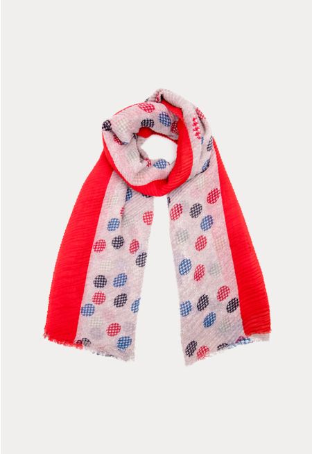 Frayed Polka Dot Houndstooth Scarf