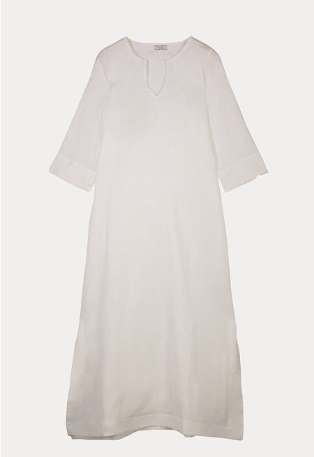 Solid Linen Textured Maxi Dress