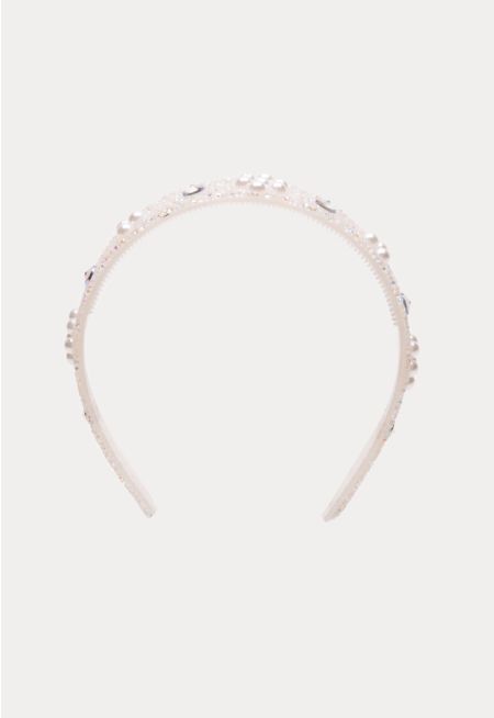 Transparent Shiny Crystals Pearly Headband