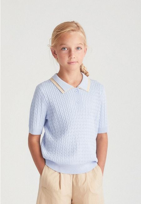 Double-Collar Knit T-Shirt