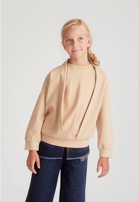 Draped-Detail Sweatshirt
