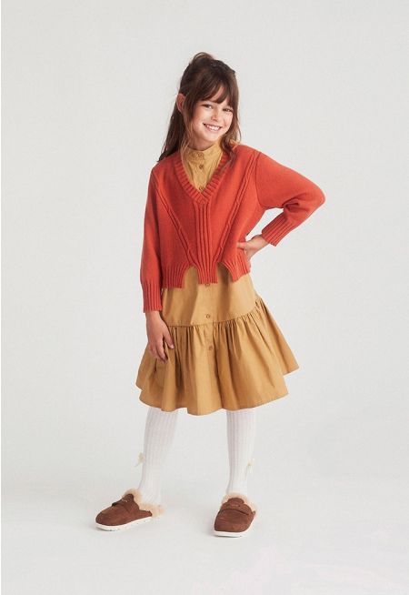 Knit Vest Detail Dress