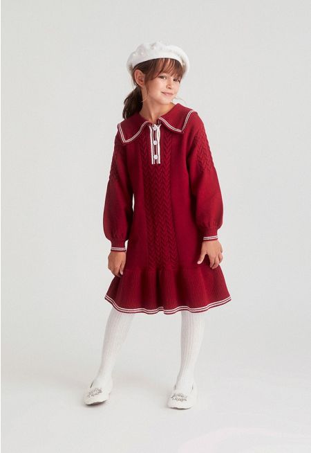  Sailor Collar Knit Dress