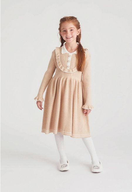 Ruffled Ribbed Knit Dress