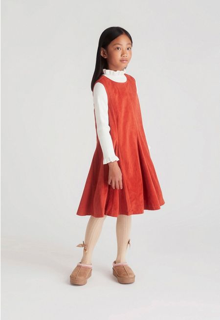 Velvet Dress & Knit Blouse Set (2PCS)