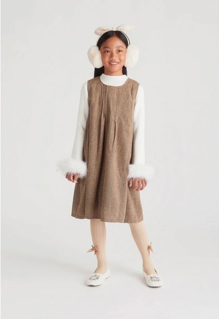 Wool Dress & Knit Blouse Set (2PCS)