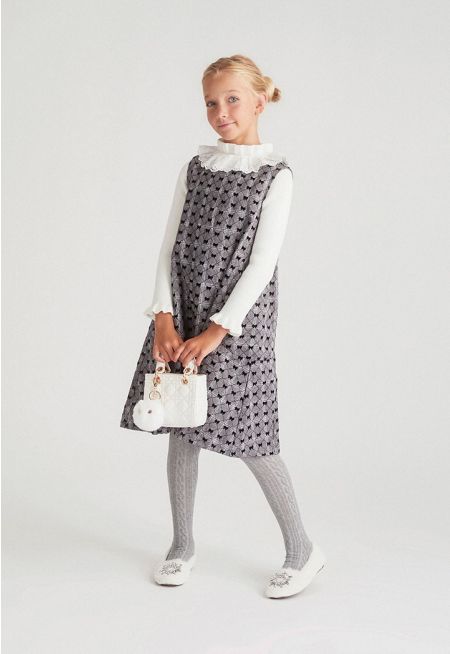 Bow Pattern Dress & Blouse Set (2PCS)
