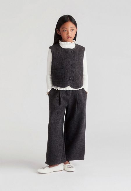 Vest & Trouser & Blouse Knit Set (3PCS)