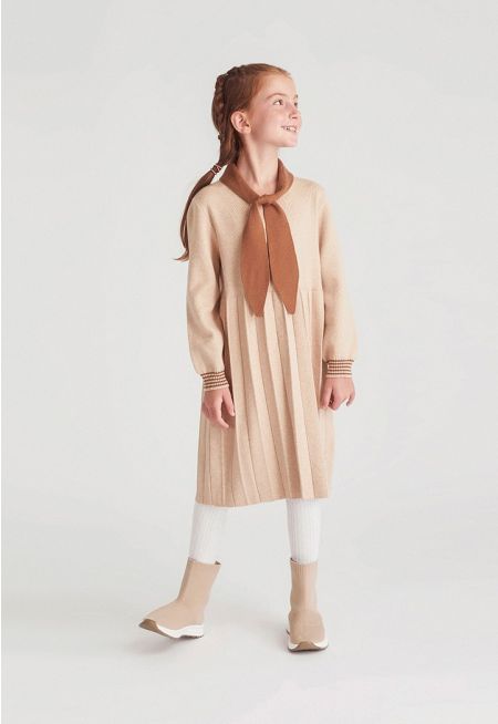 Tie-Neck Knit Dress