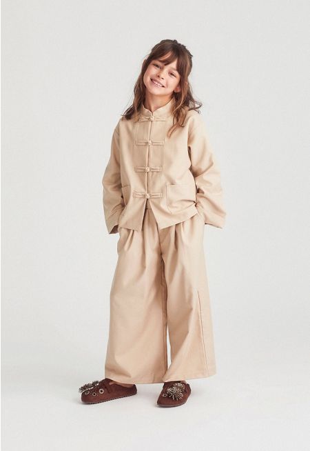 Chinese Knot Blouse & Trouser Set (2PCS)