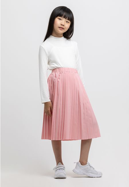 All Over Pleated Elasticated Waist Midi Skirt -Sale